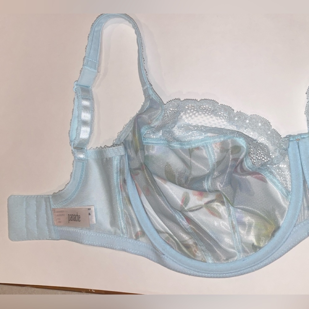 30M (US) Panache Jasmine 6951 Pale Blue Floral Underwire Unlined Lace UK 30J - Picture 6 of 13